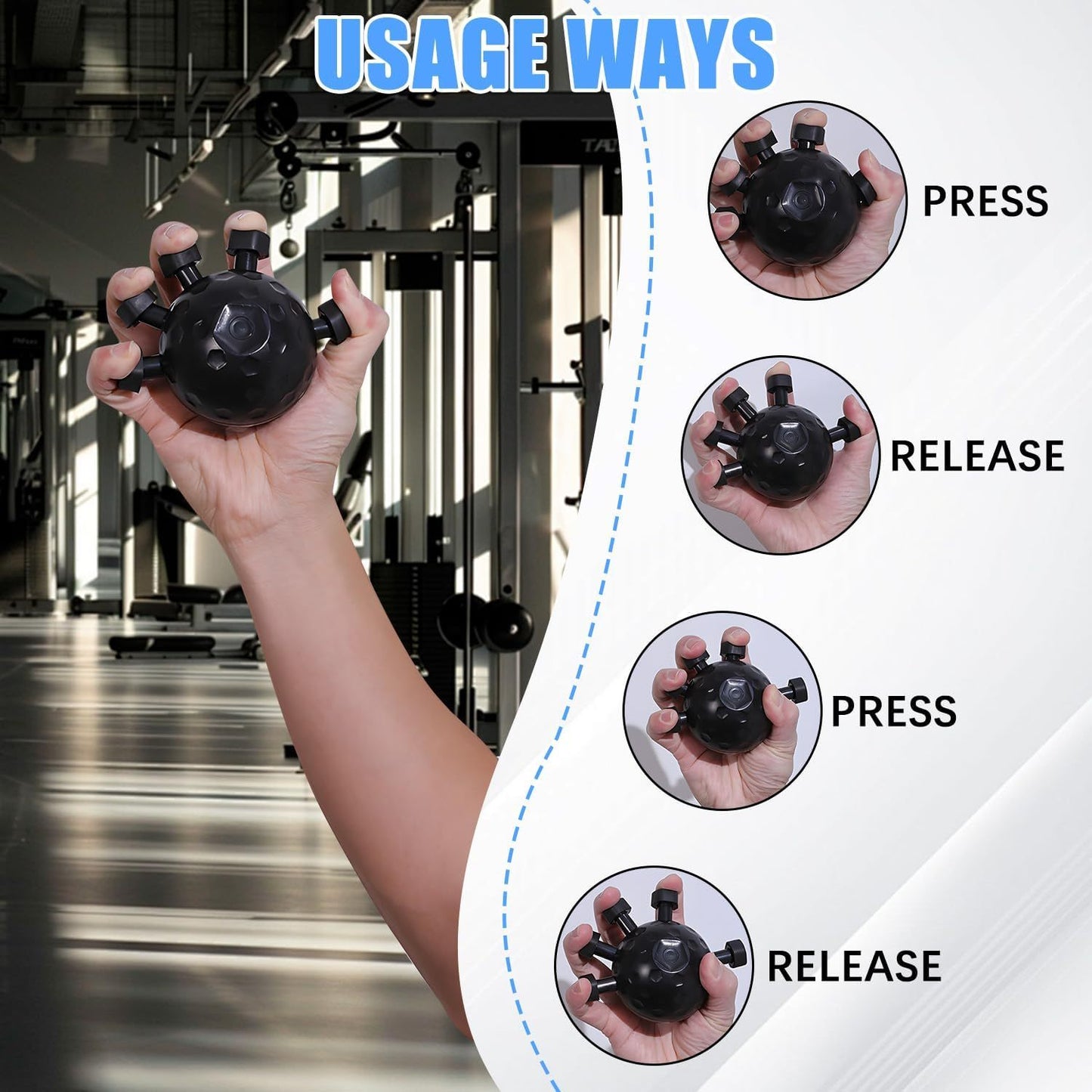 Finger Gym Hand Strengthener Grip Adjustable Resistance Hand Balls Gripper Exerciser For Forearm Strength Climbing Training