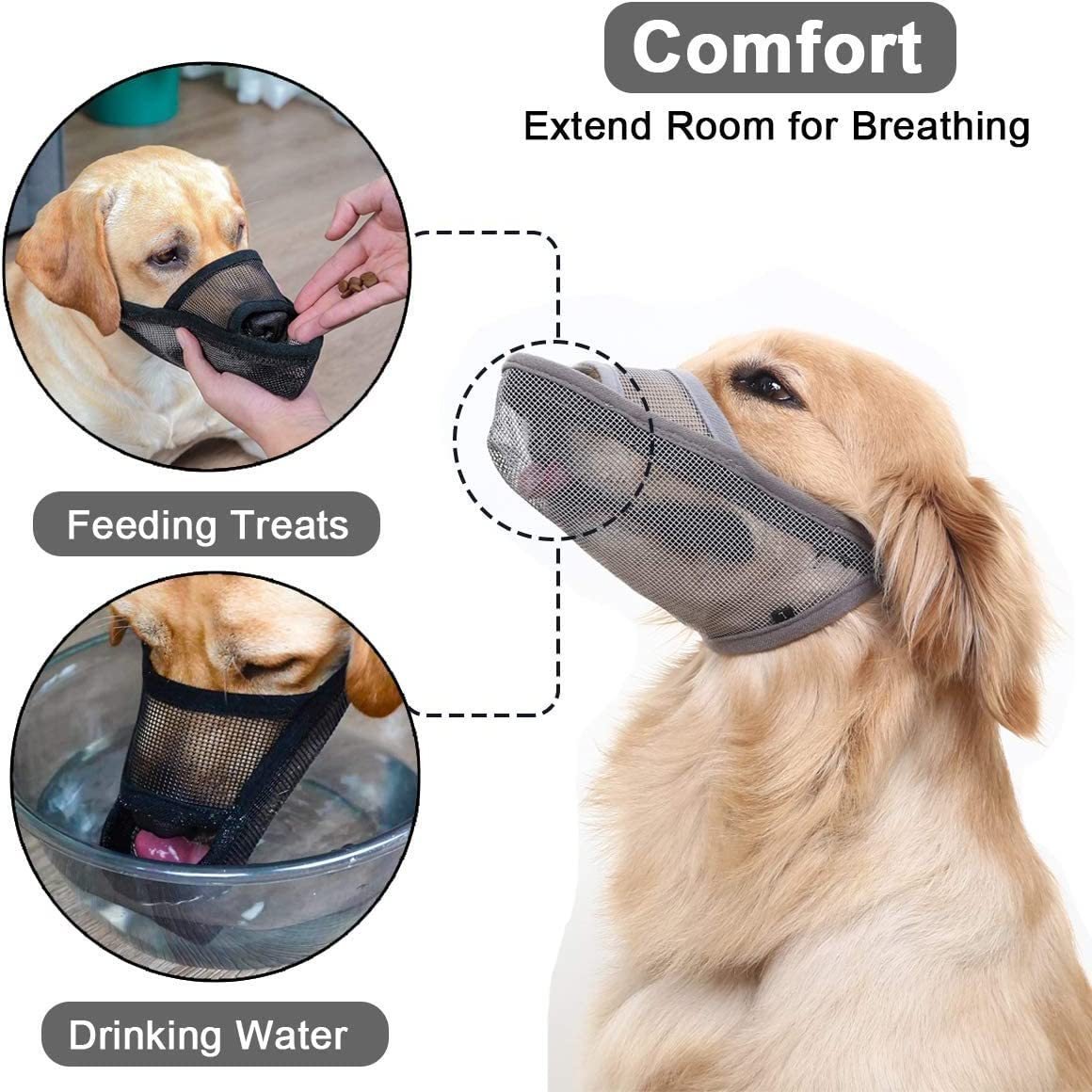 Breathable Mesh Muzzle For Dogs Anti - bite Anti - barking Anti - eating Anti - barking For Large Medium And Small Dogs - XAVEROBlack