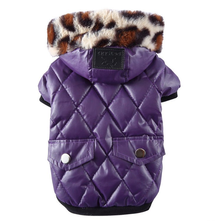 Cross - border pet supplies pet clothes dog clothes autumn and winter fur collar coat pet dog clothing - XAVEROPurple