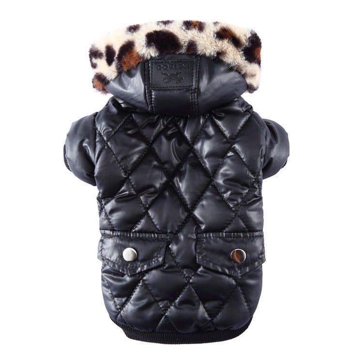 Cross - border pet supplies pet clothes dog clothes autumn and winter fur collar coat pet dog clothing - XAVEROBlack