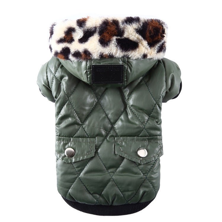 Cross - border pet supplies pet clothes dog clothes autumn and winter fur collar coat pet dog clothing - XAVEROGreen