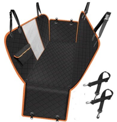 Dog Car Seat Cover View Mesh Pet Carrier Hammock Safety Protector Car Rear Back Seat Mat With Zipper And Pocket For Travel - XAVEROOrange belt mesh