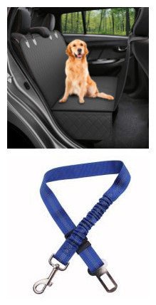 Dog Car Seat Cover View Mesh Pet Carrier Hammock Safety Protector Car Rear Back Seat Mat With Zipper And Pocket For Travel - XAVEROA black with blue leash
