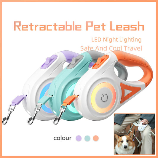 Dog Leash Retractable Leash And Dog Collar Spotlight Automatic Pet Dog Cat Traction Rope For Small Medium Dogs Pet Product - XAVEROGreen 3M
