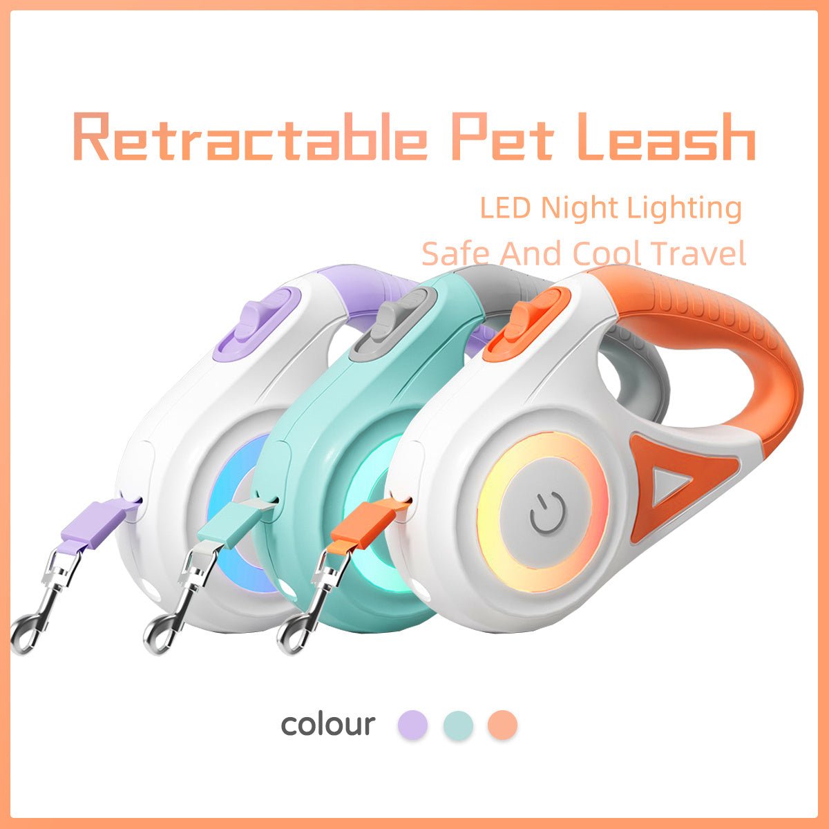 Dog Leash Retractable Leash And Dog Collar Spotlight Automatic Pet Dog Cat Traction Rope For Small Medium Dogs Pet Product - XAVEROGreen 3M