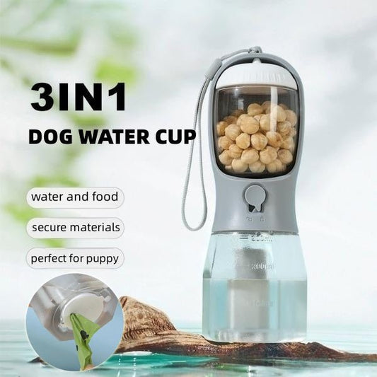 Dog Water Cup Drinking Food Garbage Bag Three - in - one Portable Small Multi - functional Pet Cups Pets Supplies - XAVERO300ml Garbage Bag