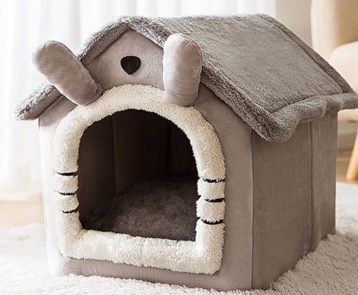 Foldable Dog House Pet Cat Bed Winter Dog Villa Sleep Kennel Removable Nest Warm Enclosed Cave Sofa Pets Supplies - XAVEROGrey cat