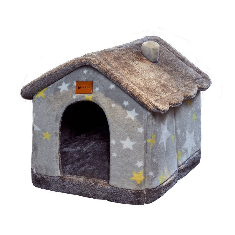 Foldable Dog House Pet Cat Bed Winter Dog Villa Sleep Kennel Removable Nest Warm Enclosed Cave Sofa Pets Supplies - XAVEROBlue Rabbit