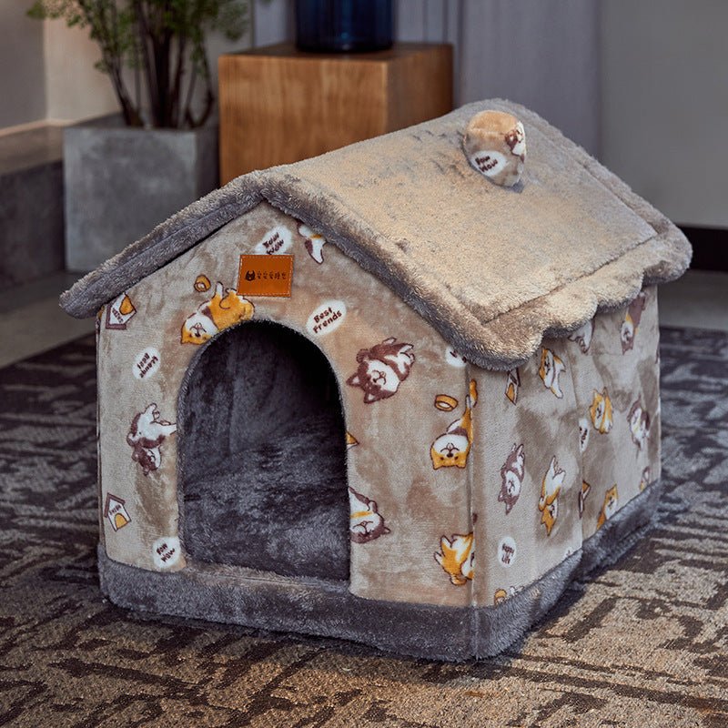 Foldable Dog House Pet Cat Bed Winter Dog Villa Sleep Kennel Removable Nest Warm Enclosed Cave Sofa Pets Supplies - XAVEROBlue Rabbit