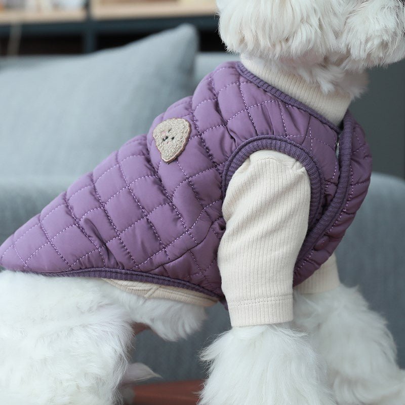 Pet Vest Double Breasted Quilted Cotton Coat - XAVEROPurple vest