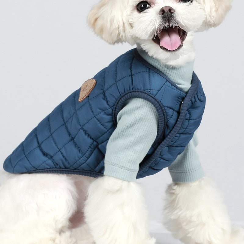 Pet Vest Double Breasted Quilted Cotton Coat - XAVEROBlue vest