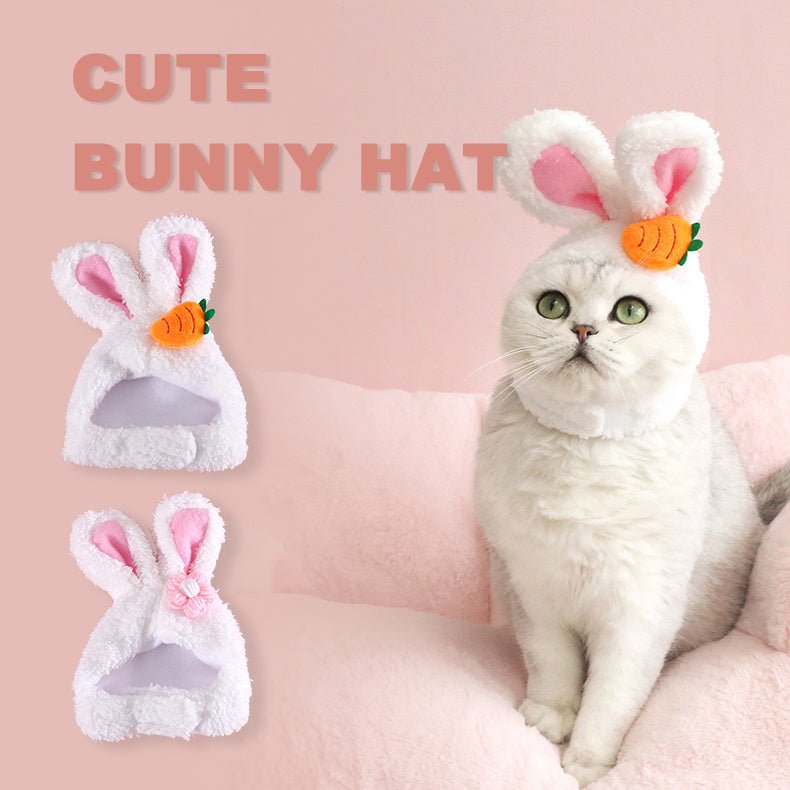Plush Cartoon Cat Dog Rabbit Ears Cute Easter Decoration Hat Head Cover Pets Products - XAVEROCarrot rabbit hat