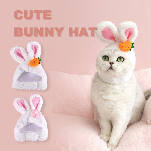 Plush Cartoon Cat Dog Rabbit Ears Cute Easter Decoration Hat Head Cover Pets Products - XAVEROCarrot rabbit hat
